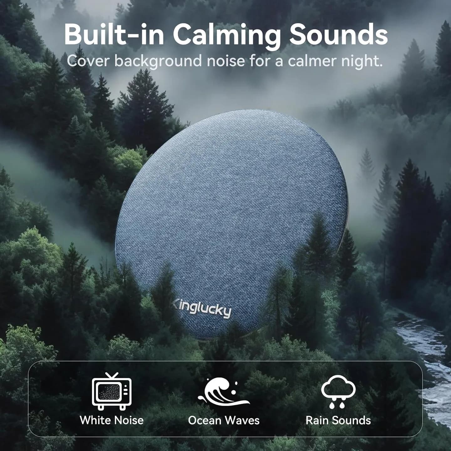 Kinglucky X50 built-in white noise ocean waves and rain
