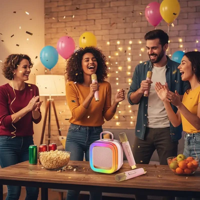 Mini Karaoke Machine with Wireless Microphone