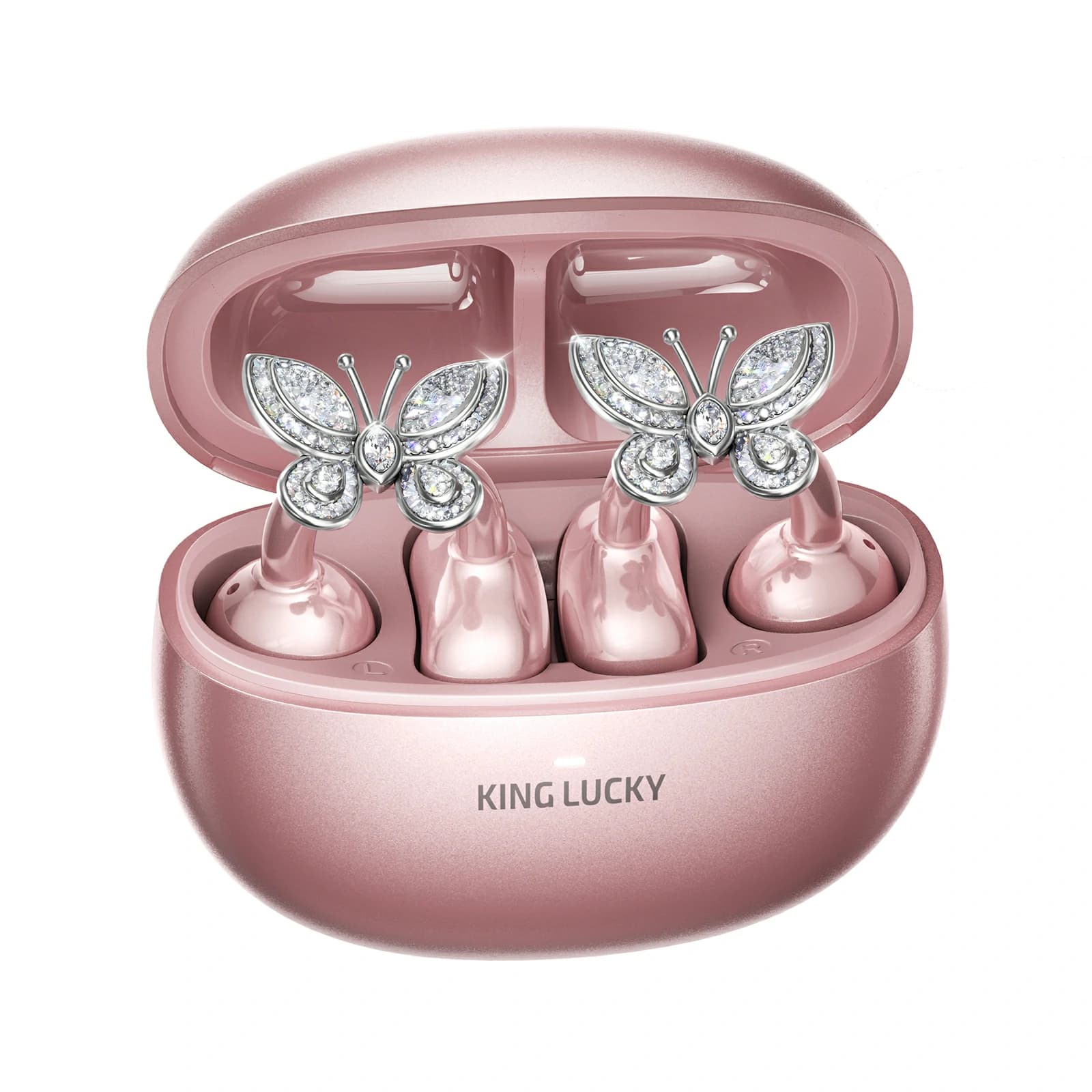 Kinglucky i121 Clip On Earbuds in Pink, back view