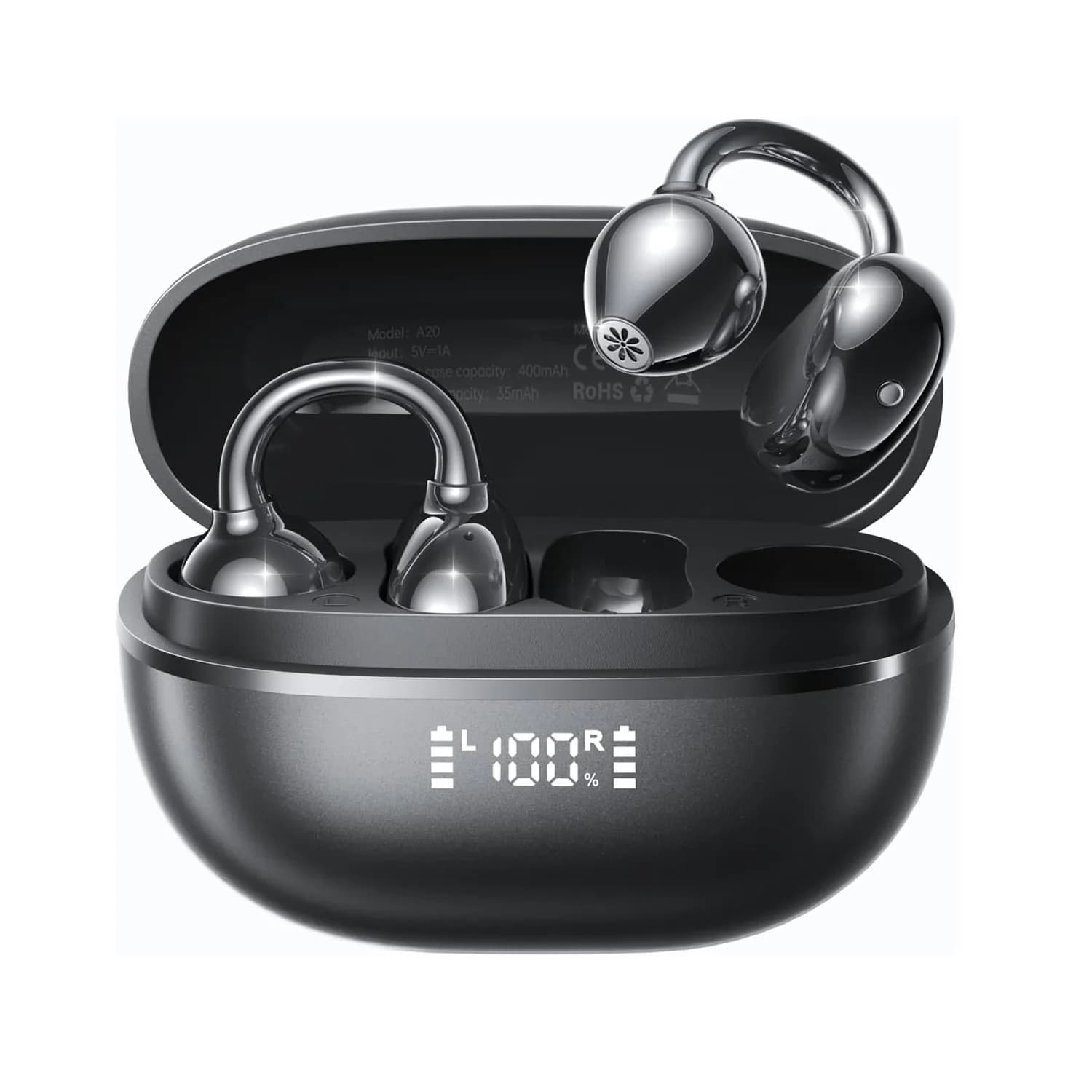 Kinglucky A20 Open-Ear Clip-On Earbuds in Default, front view