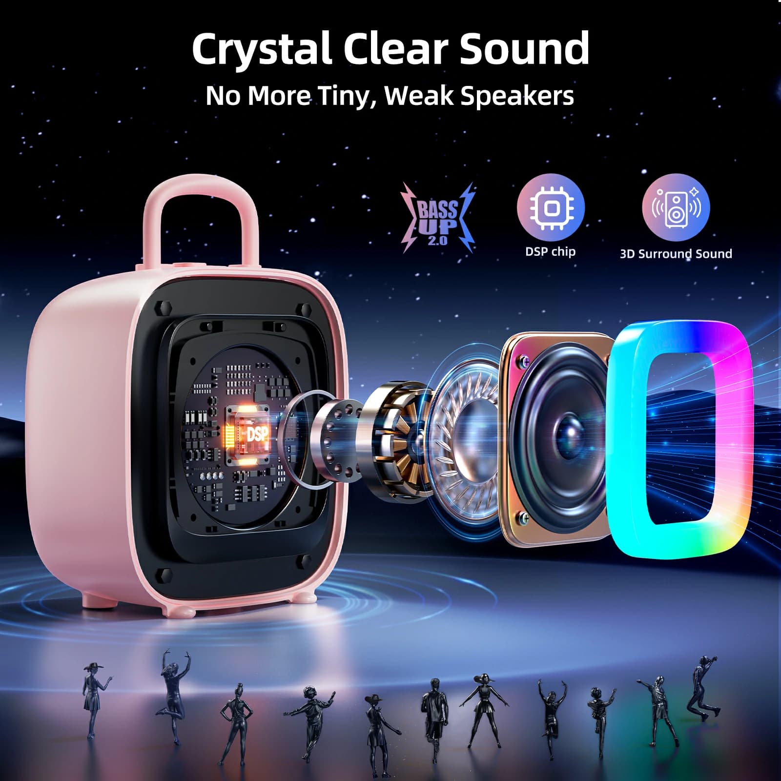 Kinglucky K88 Kids Karaoke Machine in Rose Gold, in use