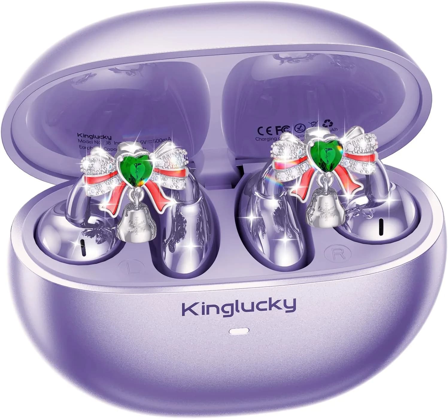 Kinglucky A8 Open Earbuds, worn on ear