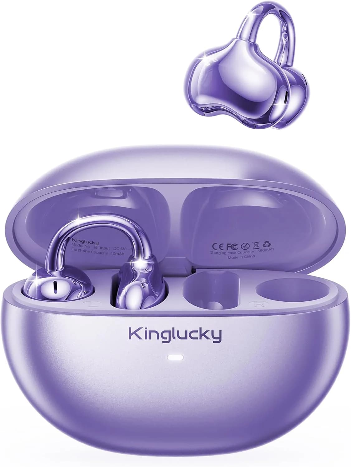 Kinglucky A8 Open Ear Earbuds in Purple, side view