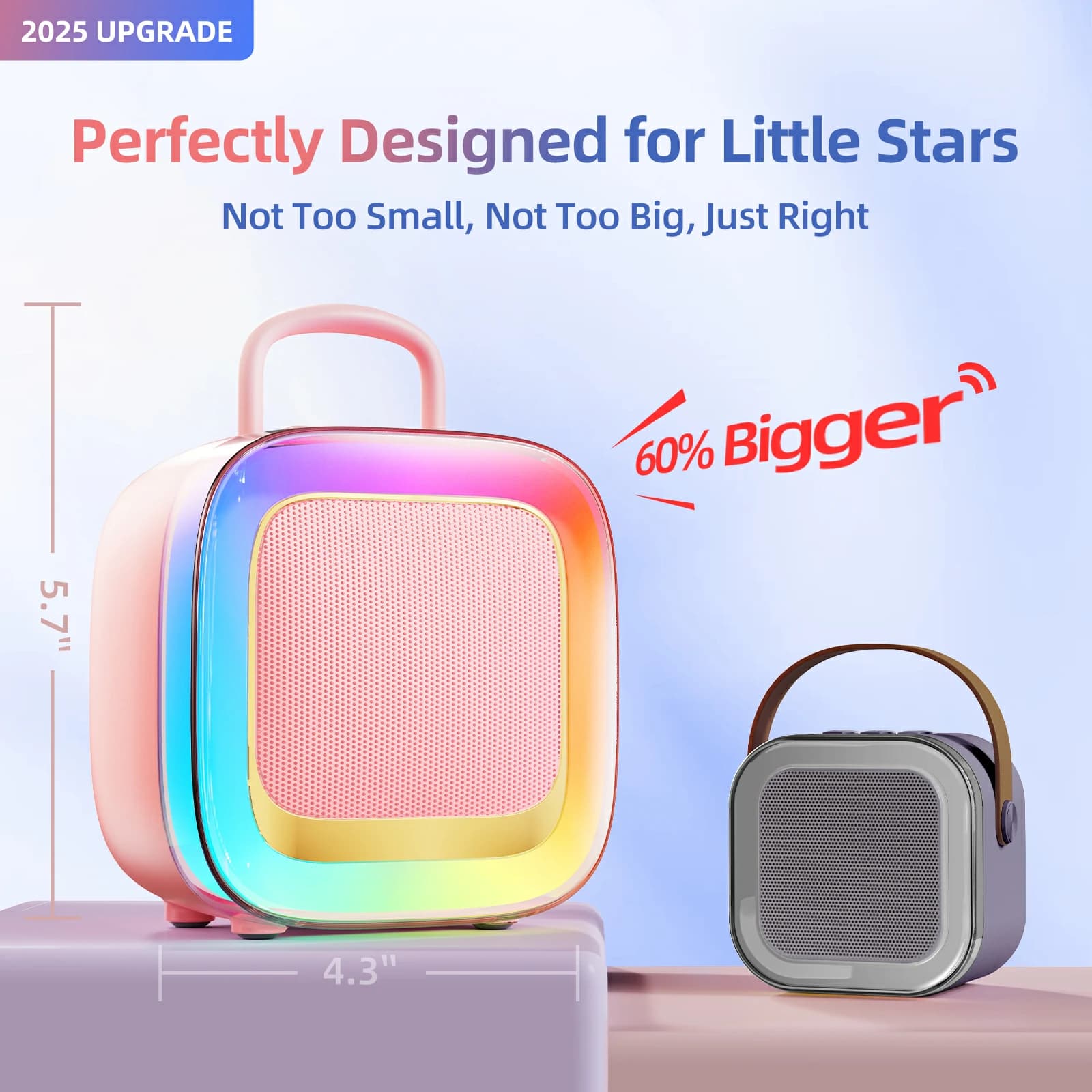 Kinglucky K88 Kids Karaoke Machine in Pink, back view