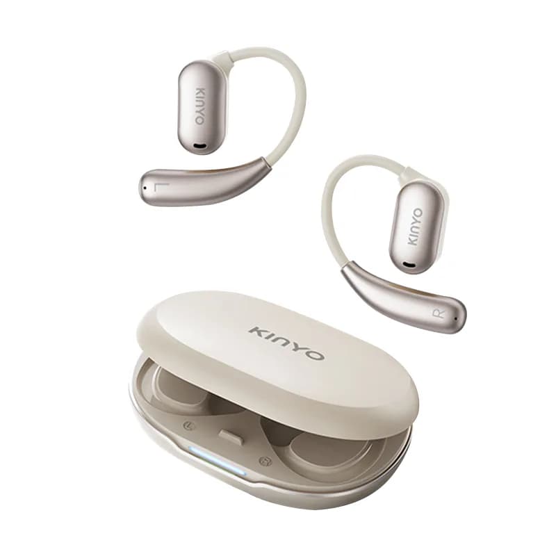 Kinglucky i39 Open Ear Wireless Headphones in white, front view