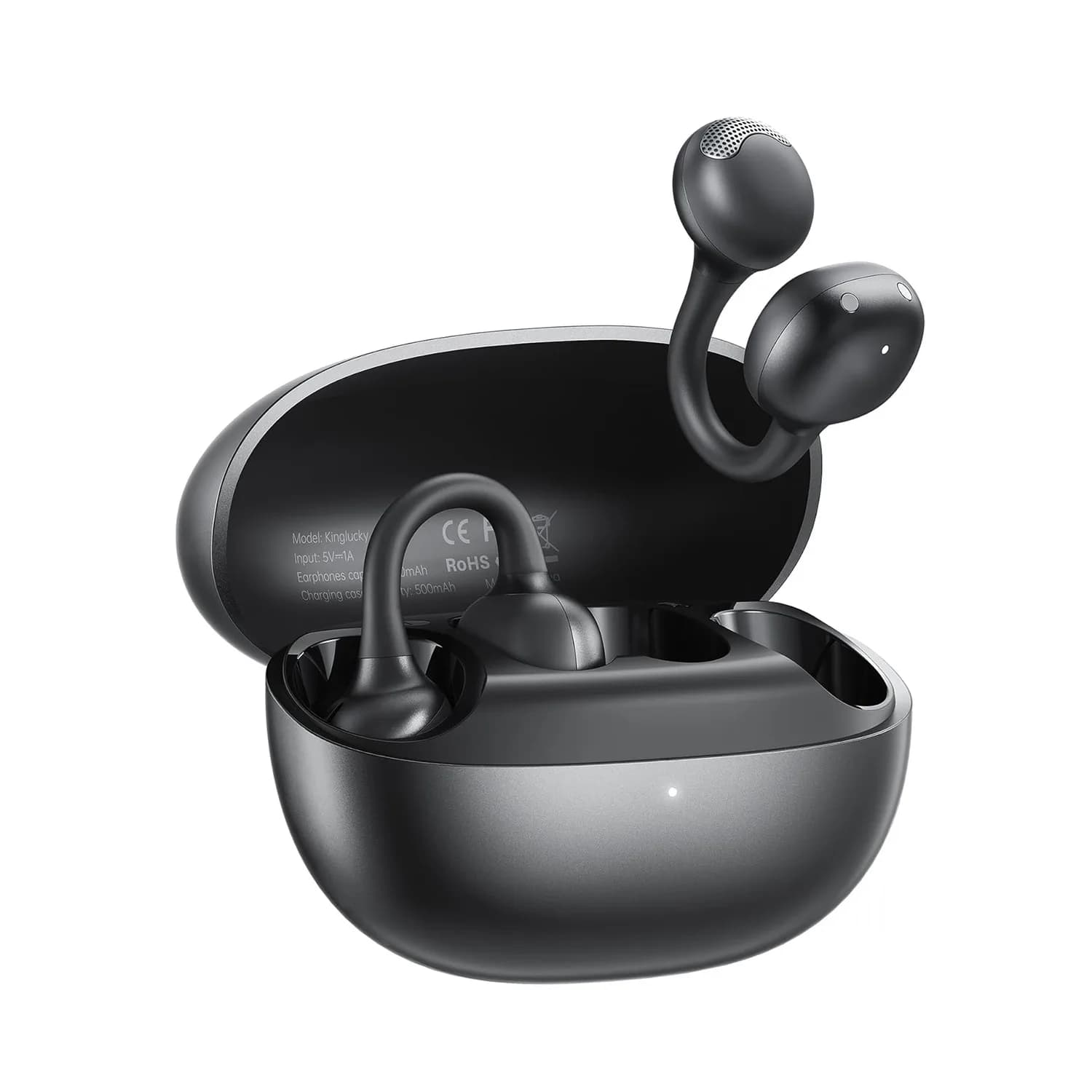 Kinglucky ClipFree A1 Open-Ear Earbuds in Black, front view