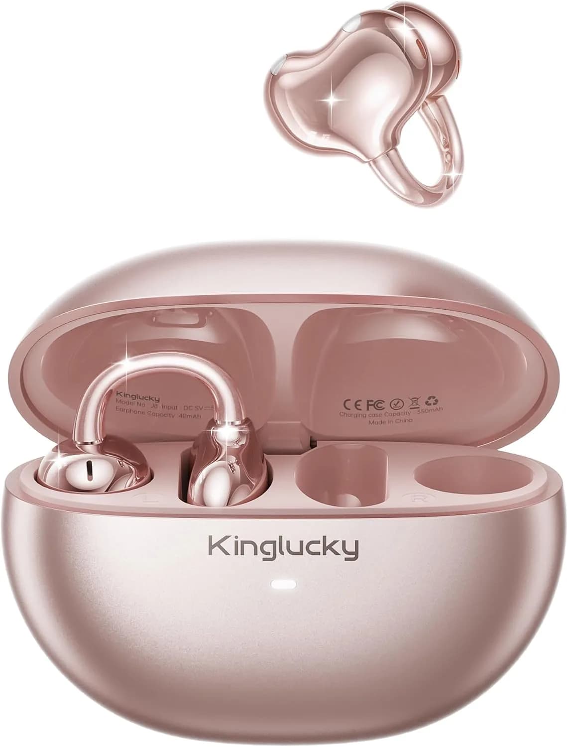 Kinglucky A8 Open Ear Earbuds in Pink, back view