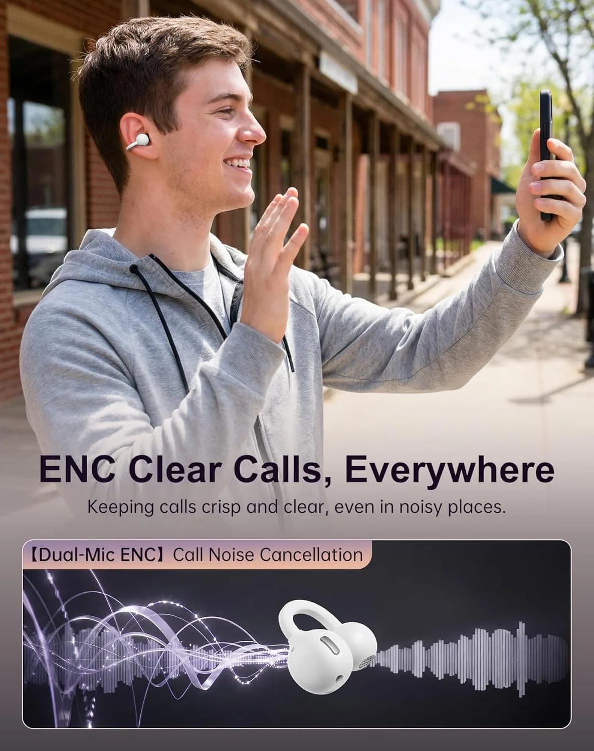 Kinglucky i11 Open Ear Earbuds, front view 2