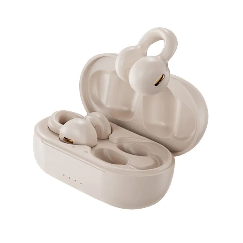 Kinglucky i20 Open Ear Clip Headphones in Beige, side view