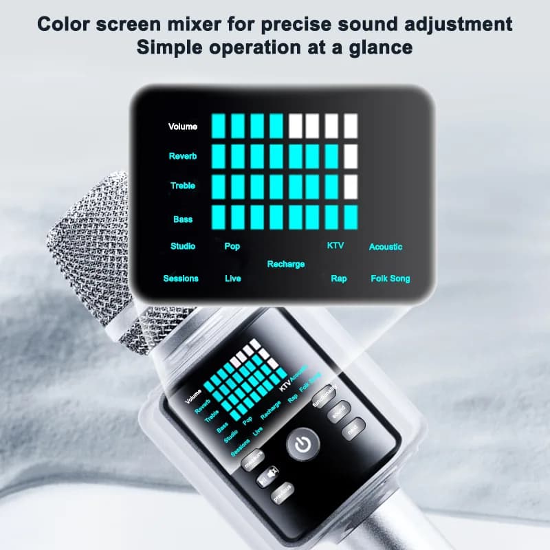 Kinglucky H9 Wireless Karaoke Machine Microphone, side view 1