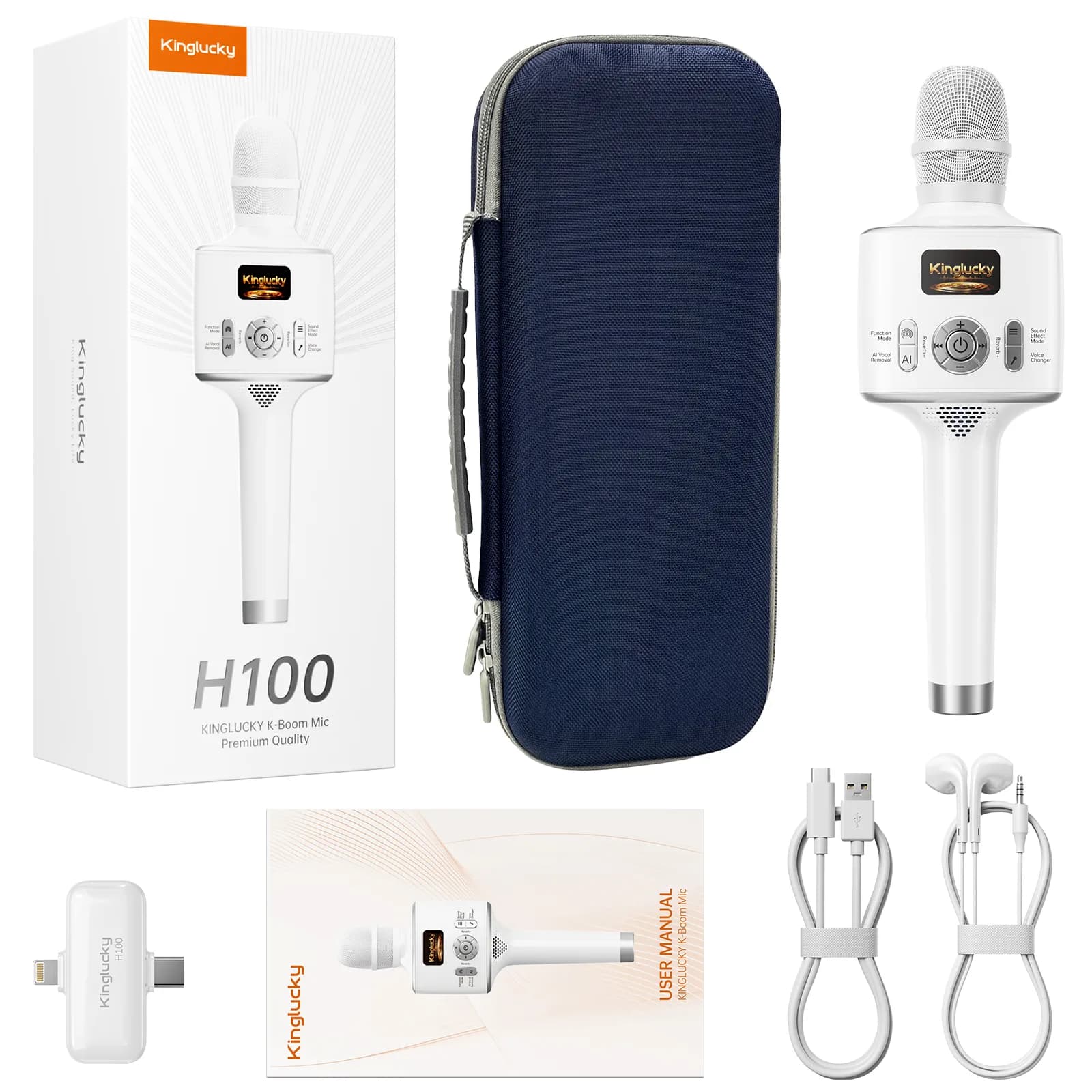 Kinglucky H100 Karaoke Microphone, back view 1