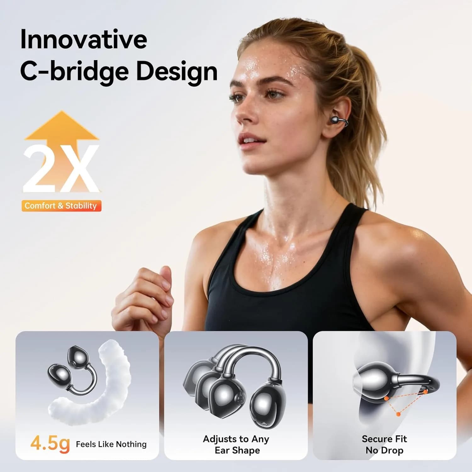 Kinglucky A20 Open-Ear Clip-On Earbuds, side view 1