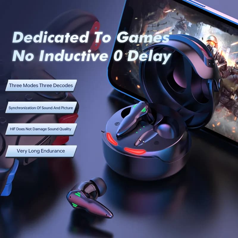 KingLucky Ho3 Gaming Bluetooth Earphones | Low-Latency Sound for Immersive Gaming, side view 1