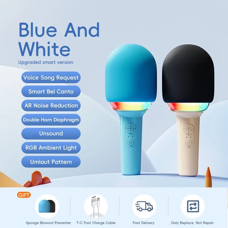 Kinglucky L8 Kids Karaoke Microphone, front view 2