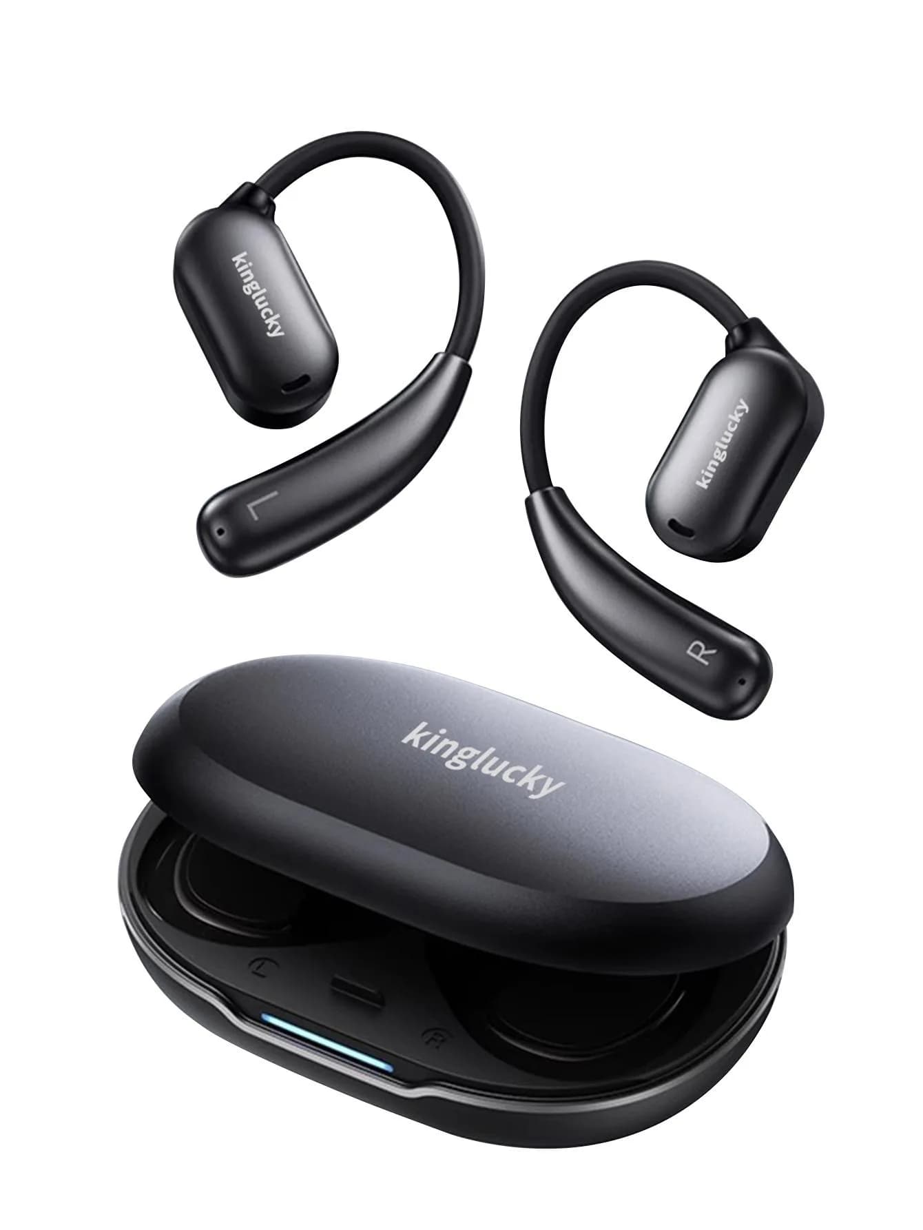 Kinglucky i39 Open Ear Wireless Headphones in black, side view