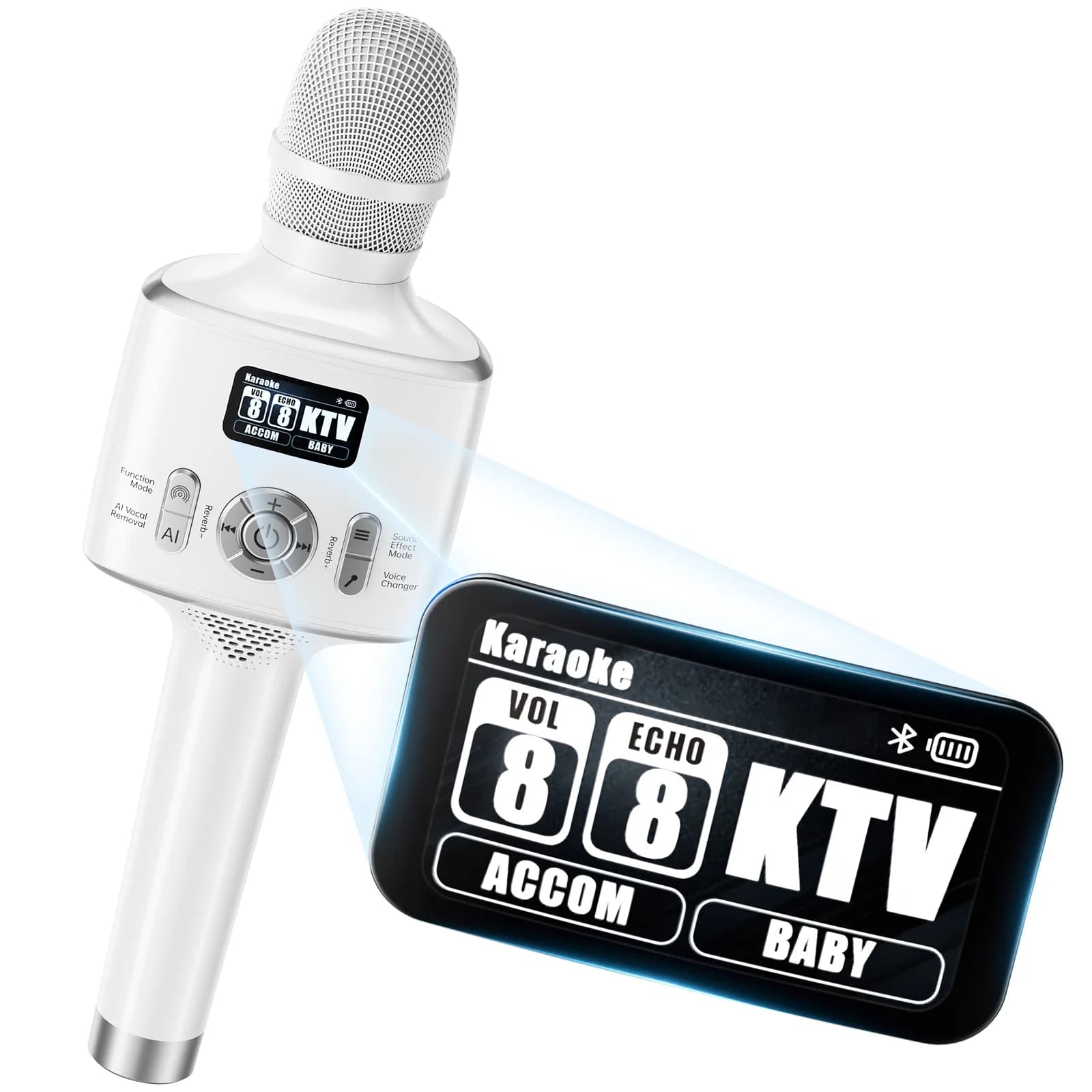 Kinglucky H100 Karaoke Microphone, side view 1