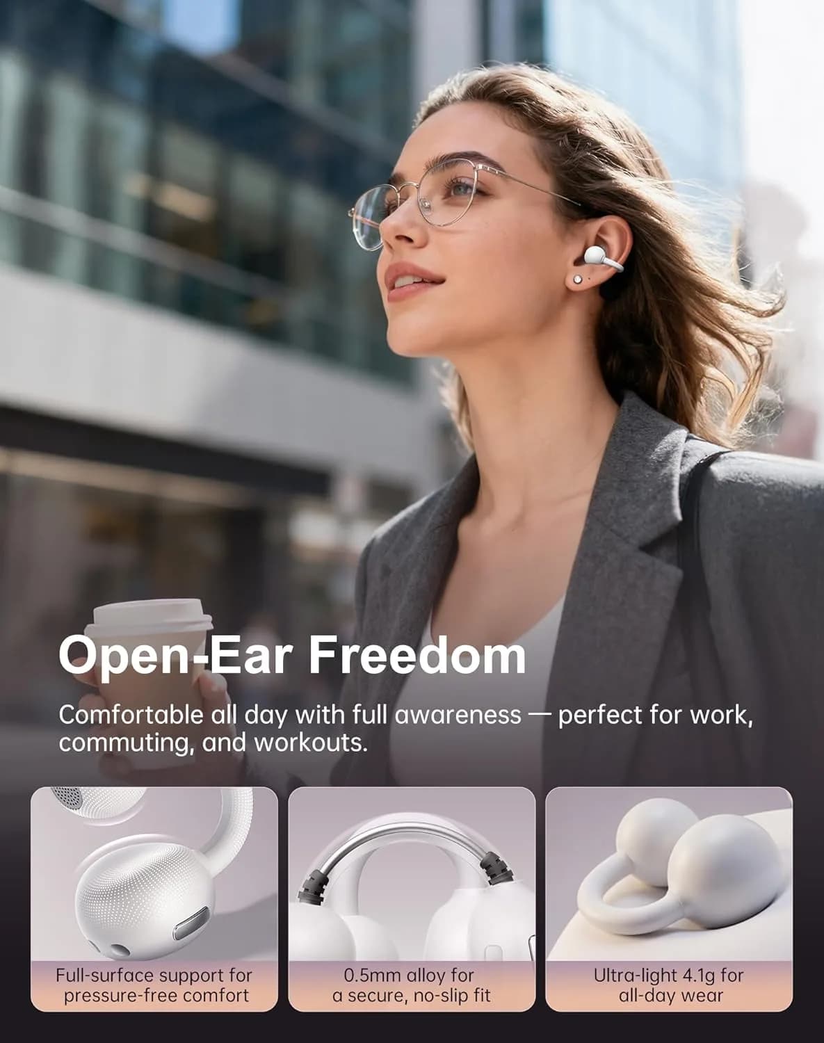 Kinglucky i11 Open Ear Earbuds, side view 1
