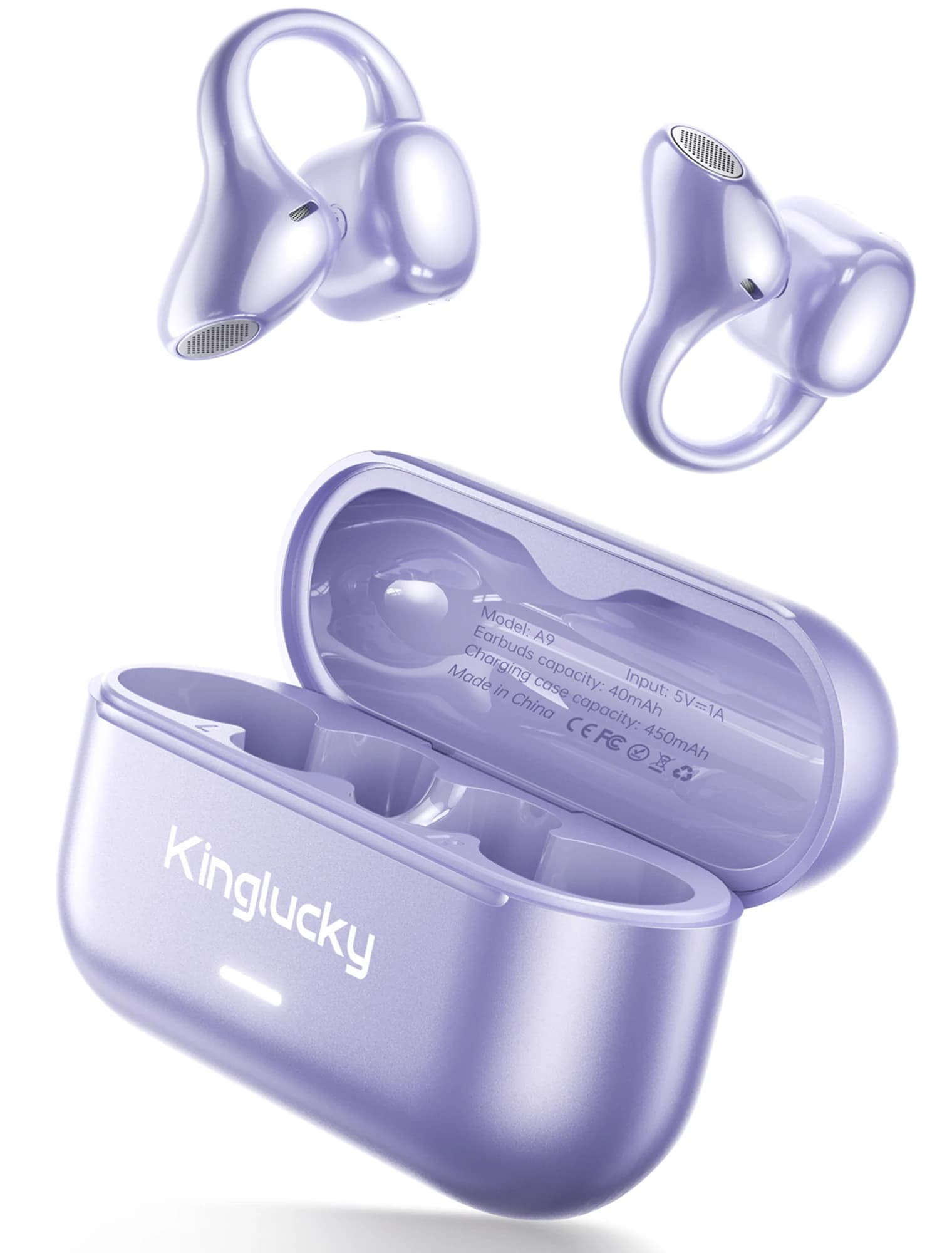 Kinglucky A9 Open Ear Headphones in Black, back view