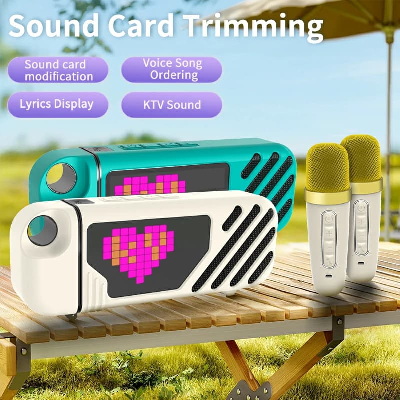 Kinglucky K18 Karaoke Machine with Screen, in use 1